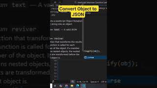 Convert Object to JSON in javascript #shorts #coding #ytshorts #javascript #json #shortvideo #code