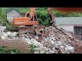 Satisfying House Demolition by Excavator