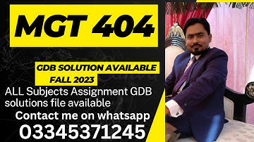MGT 404 GDb solution Fall 2023