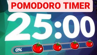 🍅 Pomodoro 25/5 with Alarms, No Music