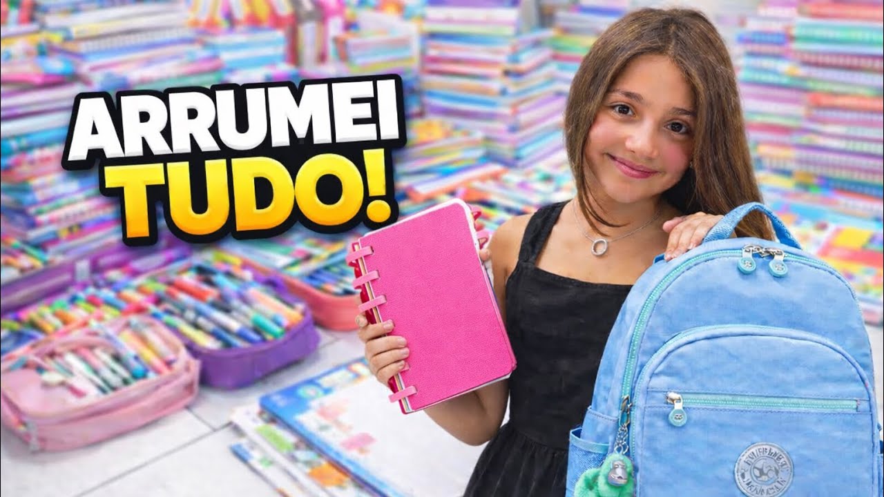 ARRUMANDO MEU MATERIAL ESCOLAR + MOCHILA NOVA 🩵 • LARA CARUSO •