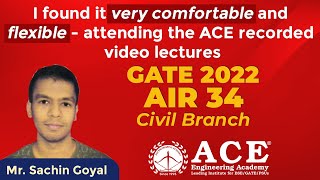Mr. Sachin Goyal,  AIR 34, GATE 2022 Civil Engineering |  ACE Online | ACE Engineering Academy