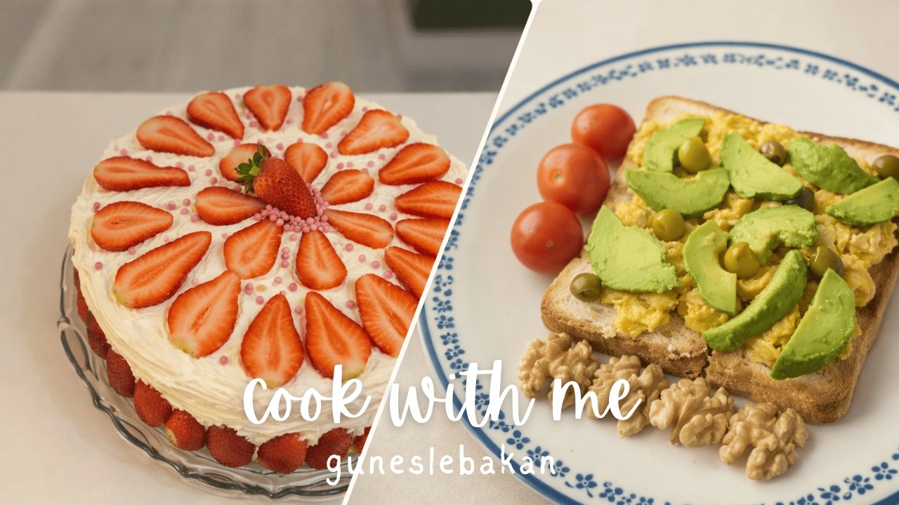 День святого Валентина | сытный яичный завтрак и клубнично-банановый торт для моего мужа