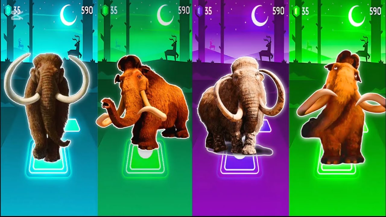 Tiles Hop - Mammoth 🆚 Ice Age Mammoth 🆚 Mammoth Cartoon 🆚 Elephant 🎶 Tiles Hop EDM Rush