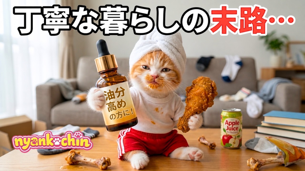 【理想と現実】美容液より油分！？イケてる女子を気取る猫の矛盾だらけな夜AI猫にゃんこちん