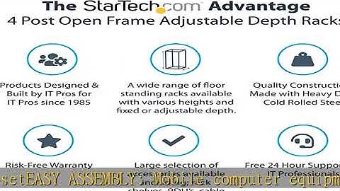 StarTech.com 42U 19" Open Frame Server Rack - 4 Post Adjustable Depth 22-40" Mobile - Free Standing