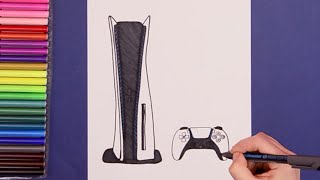 How to draw Sony PlayStation 5 (PS5)
