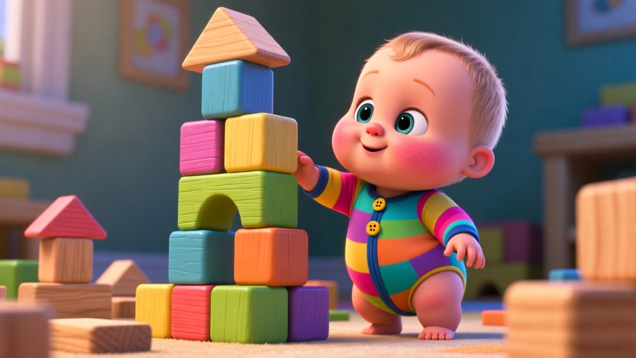 Wooden Block Castle With Baby 🏰✨ Fun Building and Learning Song for Kids | ABC 123 Nursery Rhyme