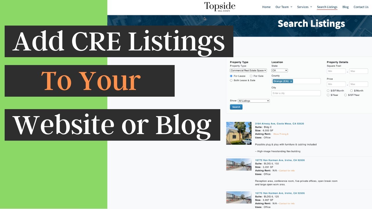 How To Show Commercial Real Estate Listings On Your site or Blog