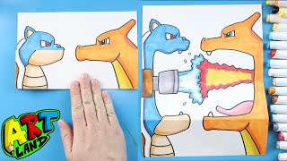 How to Draw a Charizard vs Blastoise Surprise Fold