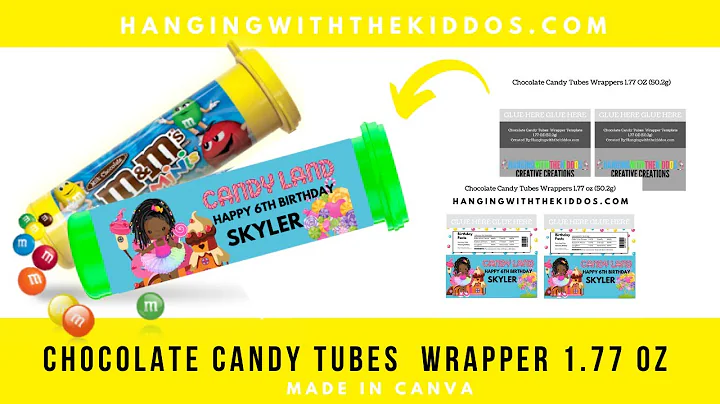How to make Custom Party Favors |M&M Minis Chocolate Candy TubesWrappers |Canva Template Tutorial