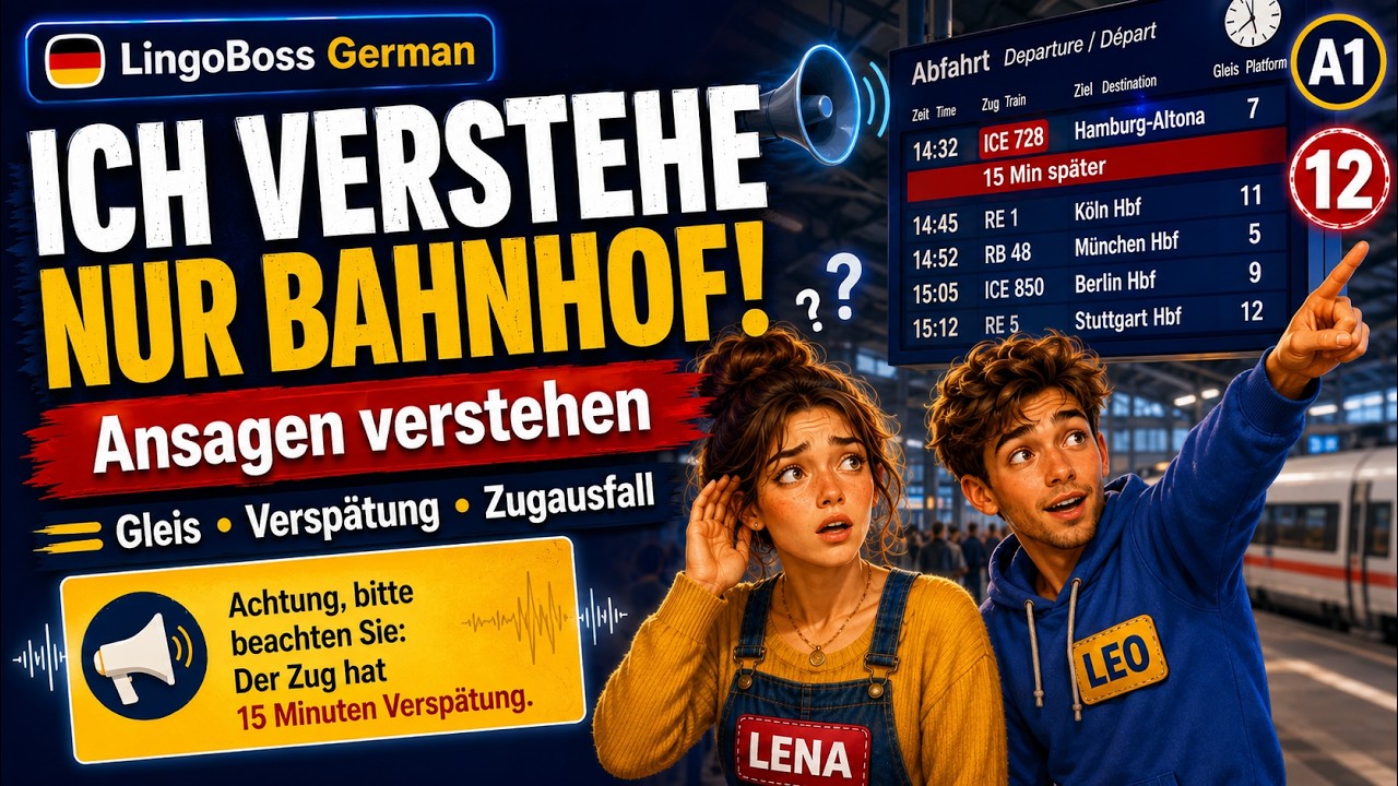 Deutsch A1: Bahnhof-Ansagen verstehen | Verspätung, Gleiswechsel & Co.
