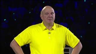 Steve Ballmer crying on stage during his last speech at Microsoft