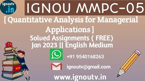 IGNOU MMPC-005 Solved Assignment Jan 2023 [FREE] || IGNOU MBA || IGNOU TV || IGNOU ||