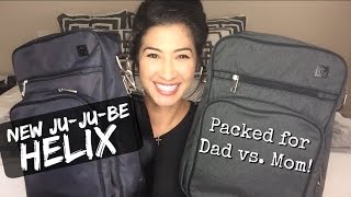 Ju-Ju-Be NEW BAG Helix: Packed for Dad vs. for Mom!!! (Chrome and Black Ops Prints)