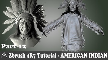 ZBRUSH 4R7 - AMERICAN INDIAN CHARACTER MODELING - UPPER CLOTHES  MODELING - PART 13