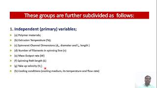 Melt Spinning Variables and Conditions of continous spinning