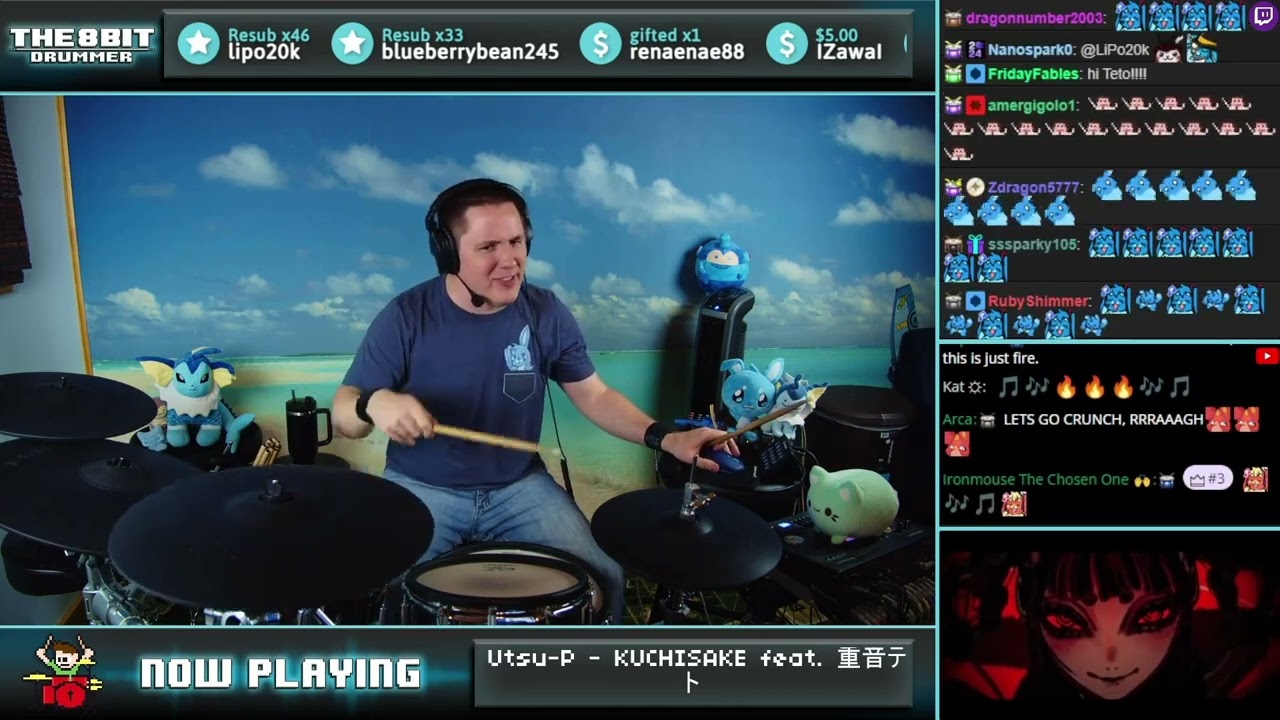 The8BitDrummer plays 鬱P/Utsu-P - KUCHISAKE feat. 重音テト