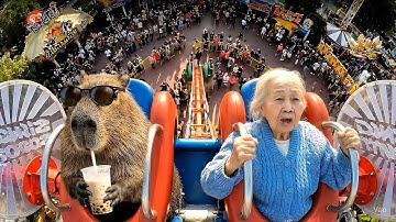 Khoảnh khắc hài hước Capybara Báo Bà Khi Chơi Tàu lượn Siêu Tốc #capybara