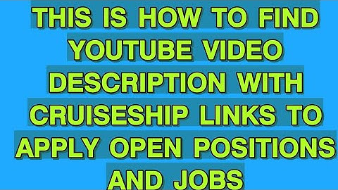 𝗧𝗛𝗜𝗦 𝗜𝗦 𝗛𝗢𝗪 𝗧𝗢 𝗙𝗜𝗡𝗗 𝗬𝗢𝗨𝗧𝗨𝗕𝗘 𝗩𝗜𝗗𝗘𝗢 𝗗𝗘𝗦𝗖𝗥𝗜𝗣𝗧𝗜𝗢𝗡 𝗪𝗜𝗧𝗛 𝗖𝗥𝗨𝗜𝗦𝗘𝗦𝗛𝗜𝗣 𝗟𝗜𝗡𝗞𝗦 𝗧𝗢 𝗔𝗣𝗣𝗟𝗬 𝗢𝗣𝗘𝗡 𝗣𝗢𝗦𝗜𝗧𝗜𝗢𝗡𝗦 𝗔𝗡𝗗 𝗝𝗢𝗕𝗦