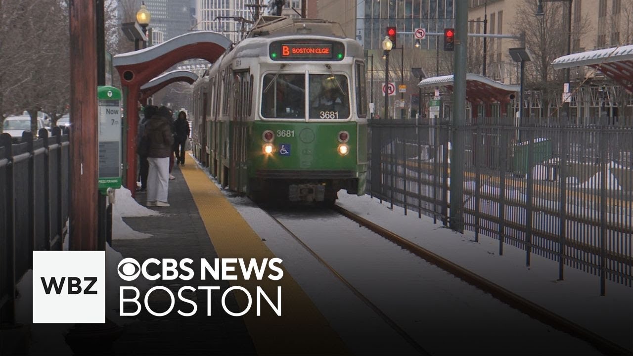 Cold weather complicates MBTA morning commute in Boston - YouTube
