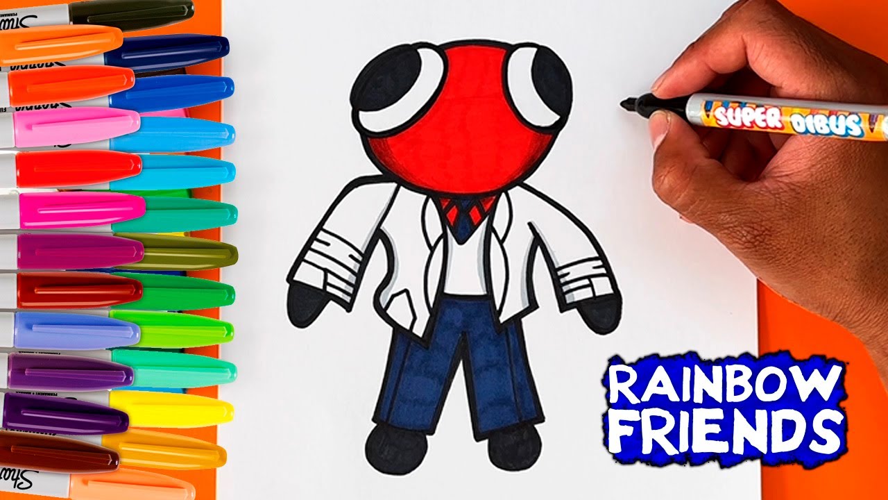Como desenhar e pintar Red do Rainbow Friends Roblox #foryou #comodibu