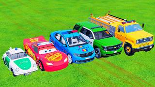 POLICE CARS - PORSCHE,MCQUEEN,DACIA,CHEVROLET,FIRETRUCK to GARAGE - FARMING SIMULATOR 22 Galaxy Farm