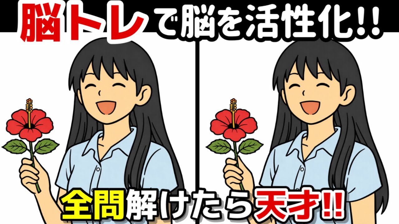 【間違い探し×脳トレ!!】脳トレで脳の若返り!!間違い探しで脳トレを！記憶力向上、集中力向上、認知症予防に効果的です！