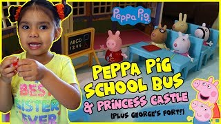 Peppa Pig School Bus Toy Review Bing Bong Song Princess Castle | Fun Video For Kids Toddlers