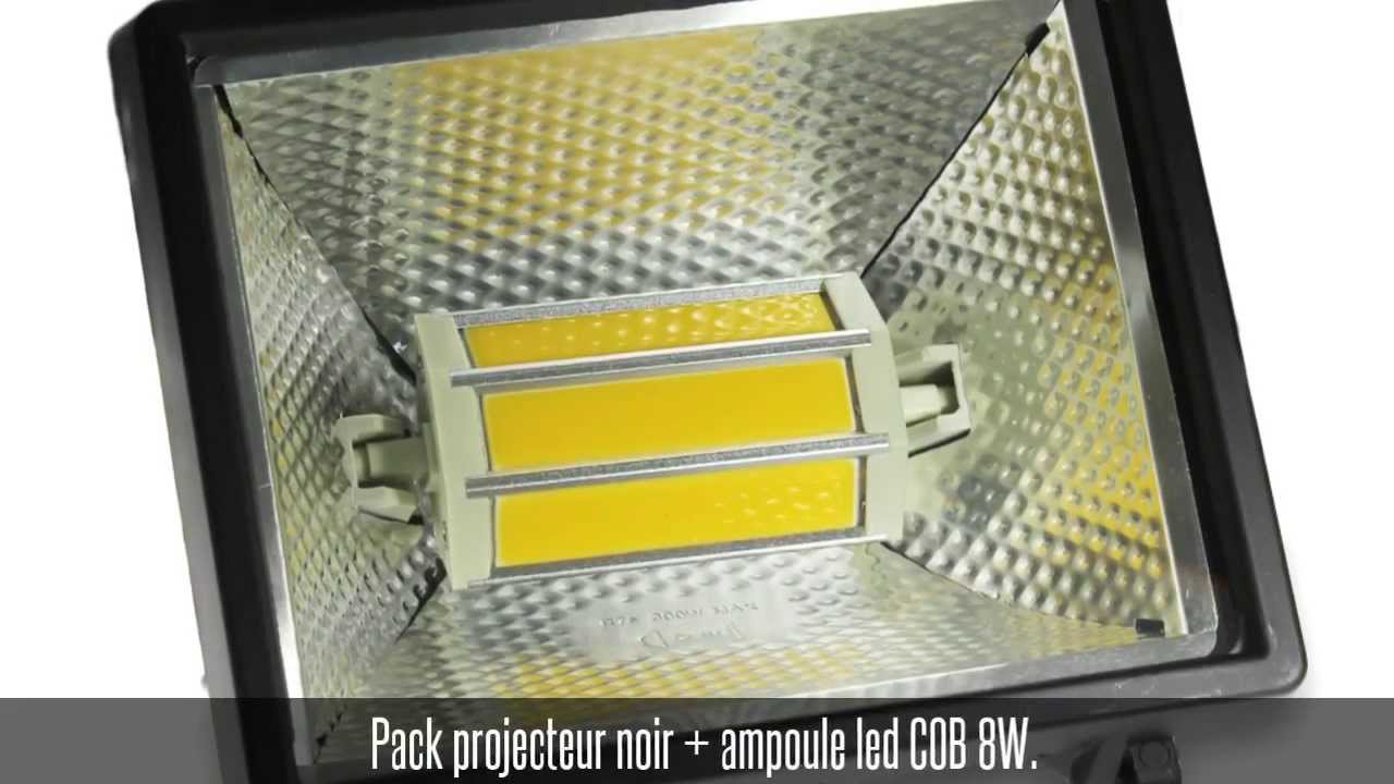 Projecteur halogène 300W + ampoule led COB 8W blanc chaud 