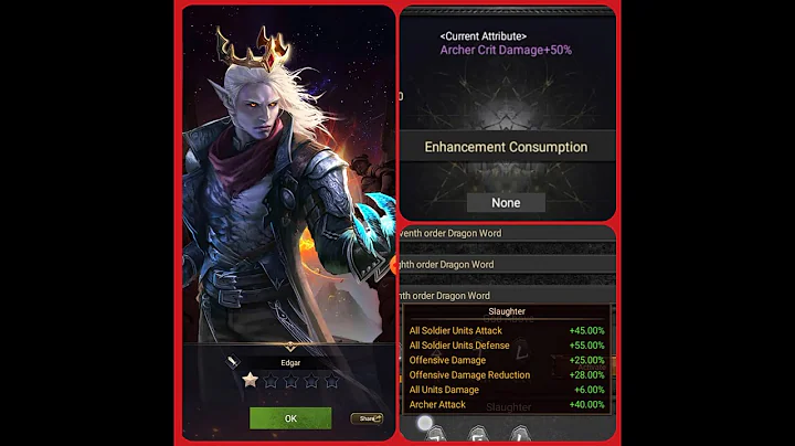 Clash of kings. Upgrade hero edgar and Archer atta...
