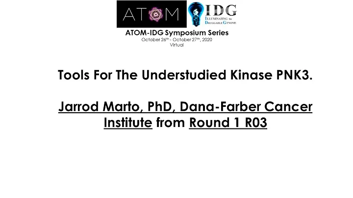 "Tools for the understudied kinase PNK3", Jarrod Marto, Dana-Farber Cancer Institute from IDG R03