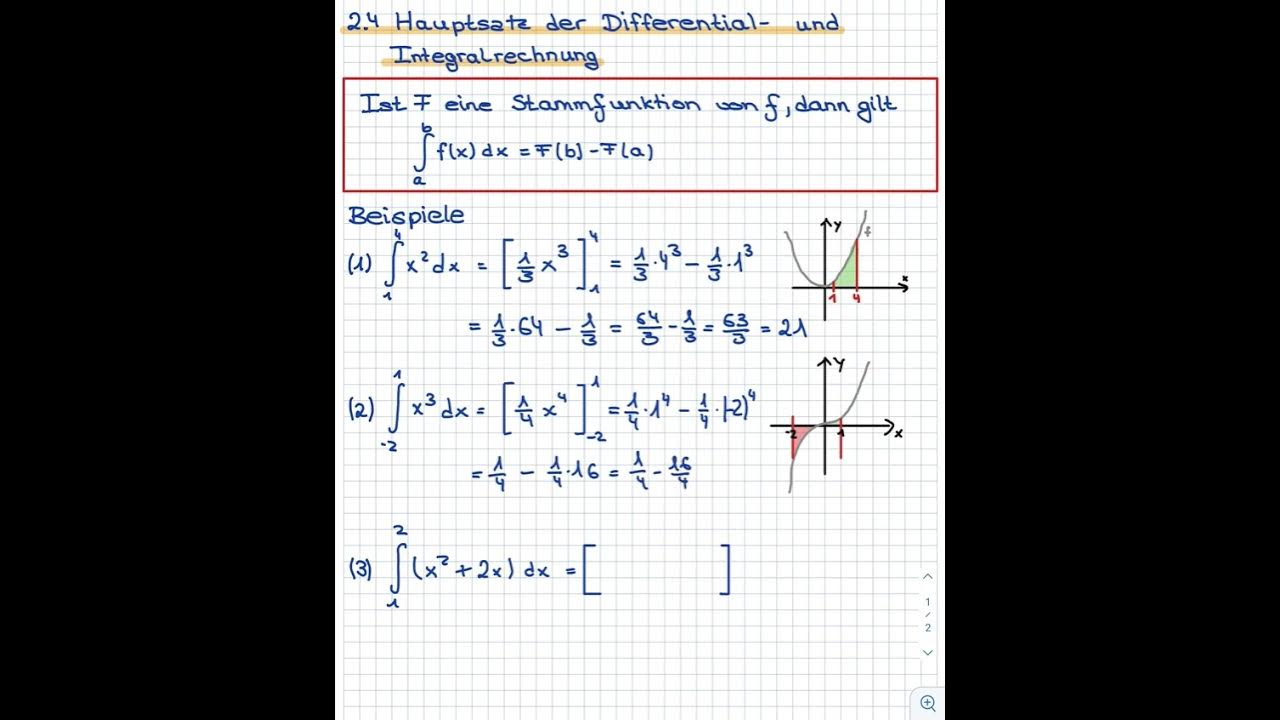 Hauptsatzes Der Differential Und Integralrechnung 2.4 Hauptsatz der Differential- und Integralrechnung - Integrale
