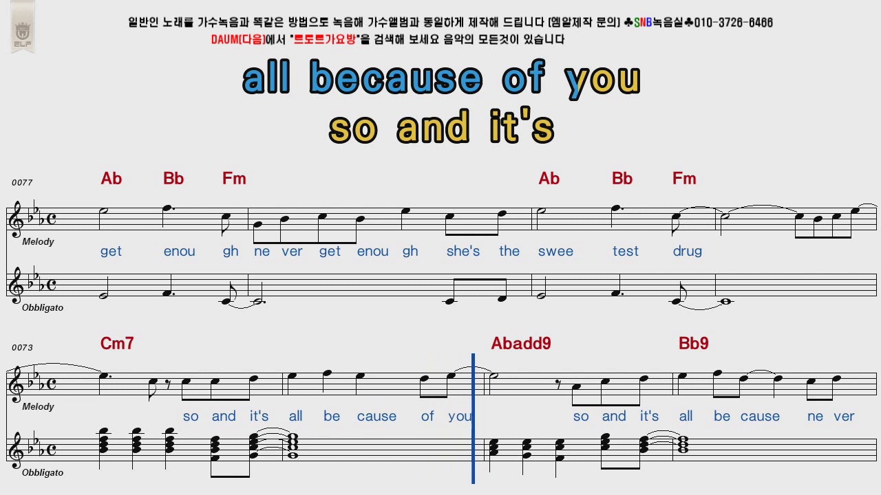 Ne Yo Because Of You Pop Song Score Karaoke Youtube