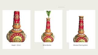 Marble Vase Flower Pot Handicraft Meenakari Stone Hand Painted Indian Art, Multicolour, Standard