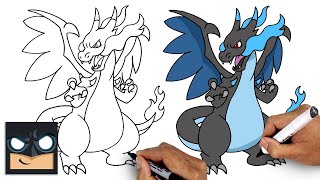 how to draw mega charizard x pokemon draw color