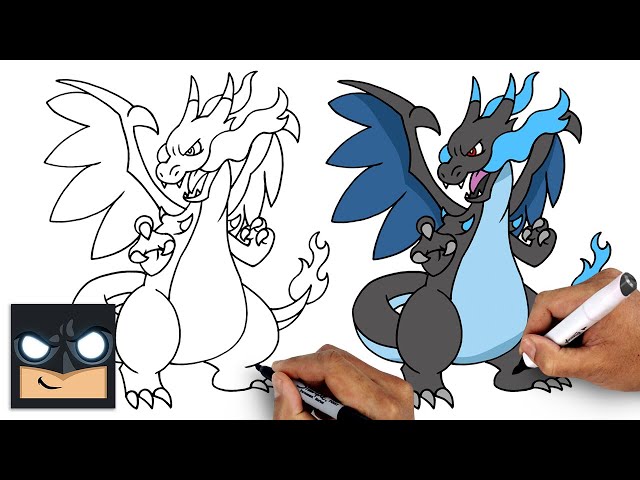 How to Draw Mega Charizard X - DrawingNow