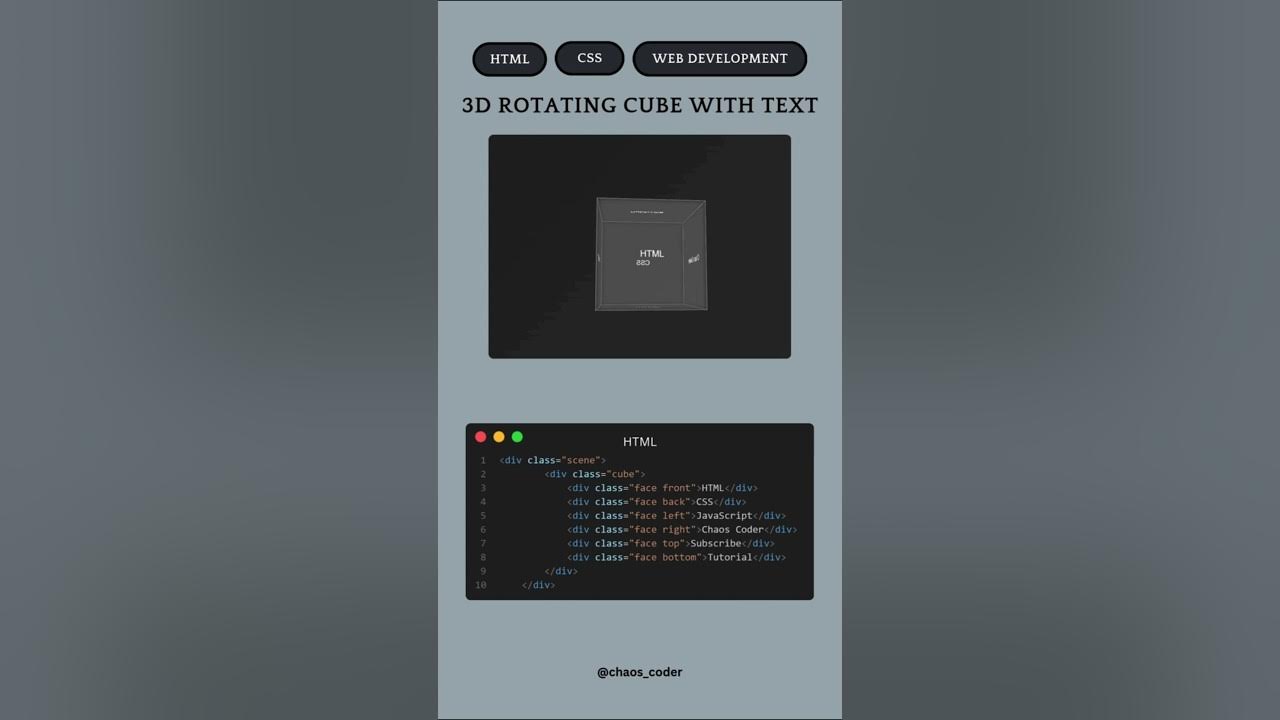 3D Rotating Cube with Text | HTML & CSS - YouTube
