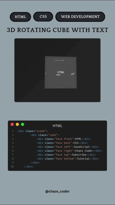 3D Rotating Cube with Text | HTML & CSS - YouTube