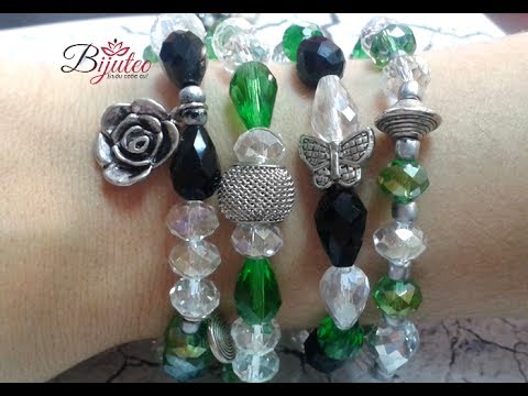 Beautiful stretchy bracelet with charms - tutorial
