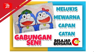 Art and Craft (SENI KREATIF) gabungan teknik seni (Lakaran, capan, catan) Doraemon untuk kanak-kanak