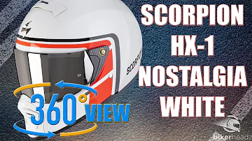 SCORPION EXO HX1 Nostalgia White Red Motorcycle Helmet 360° 4K Video | Bikerheadz.co.uk