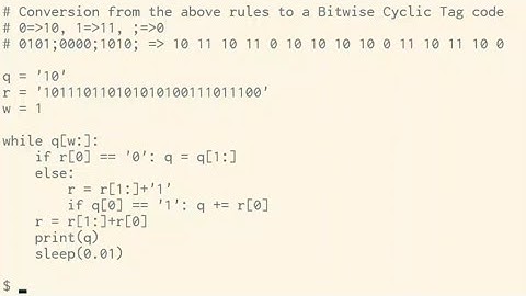 Demo of Bitwise Cyclic Tag in Python