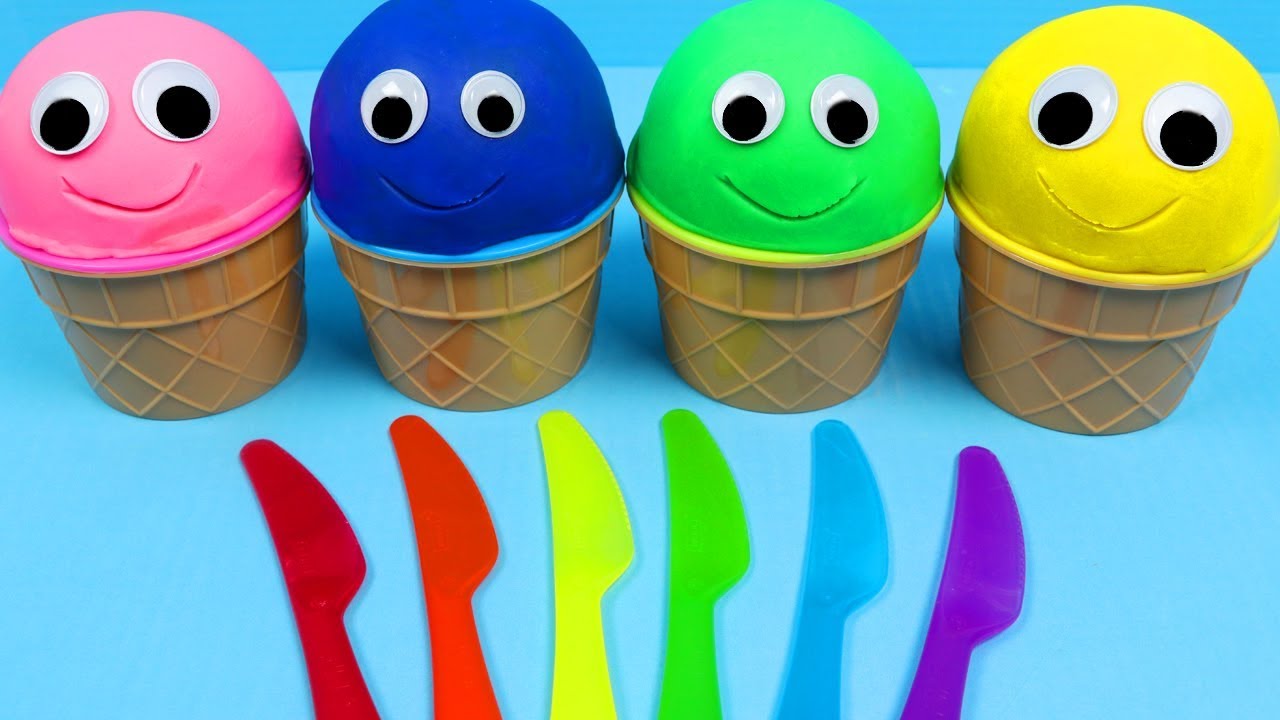 4 Colors Play Doh Ice Cream Surprise Cups with Peppa Pig, Puppy Dog Pals, Toy Story, & More!