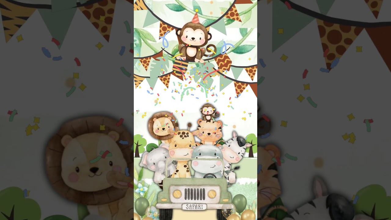 Jungle/safari themed birthday invitation video