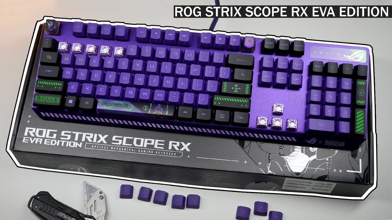 Unboxing ROG Strix Scope RX EVANGELION Eva Edition Mechanical Switches  Gaming Keyboard - ASMR 