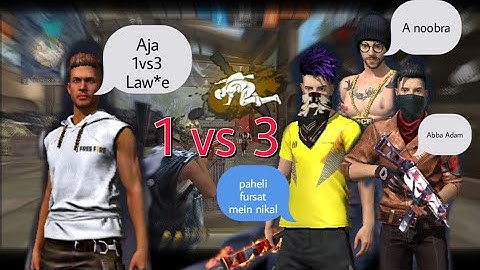 Random player call me noob and I challenge 1 vs 3 for Room , Garena free fire noob prank ...1 vs 3