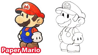 How to draw Paper Mario Step by Step | Coloring Included