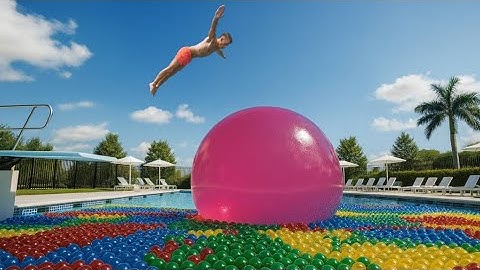 Which: Impossible Swimming Pool Made of Jelly -Giant Soft Object Melts on Impact | Al ASMR OddlyJump