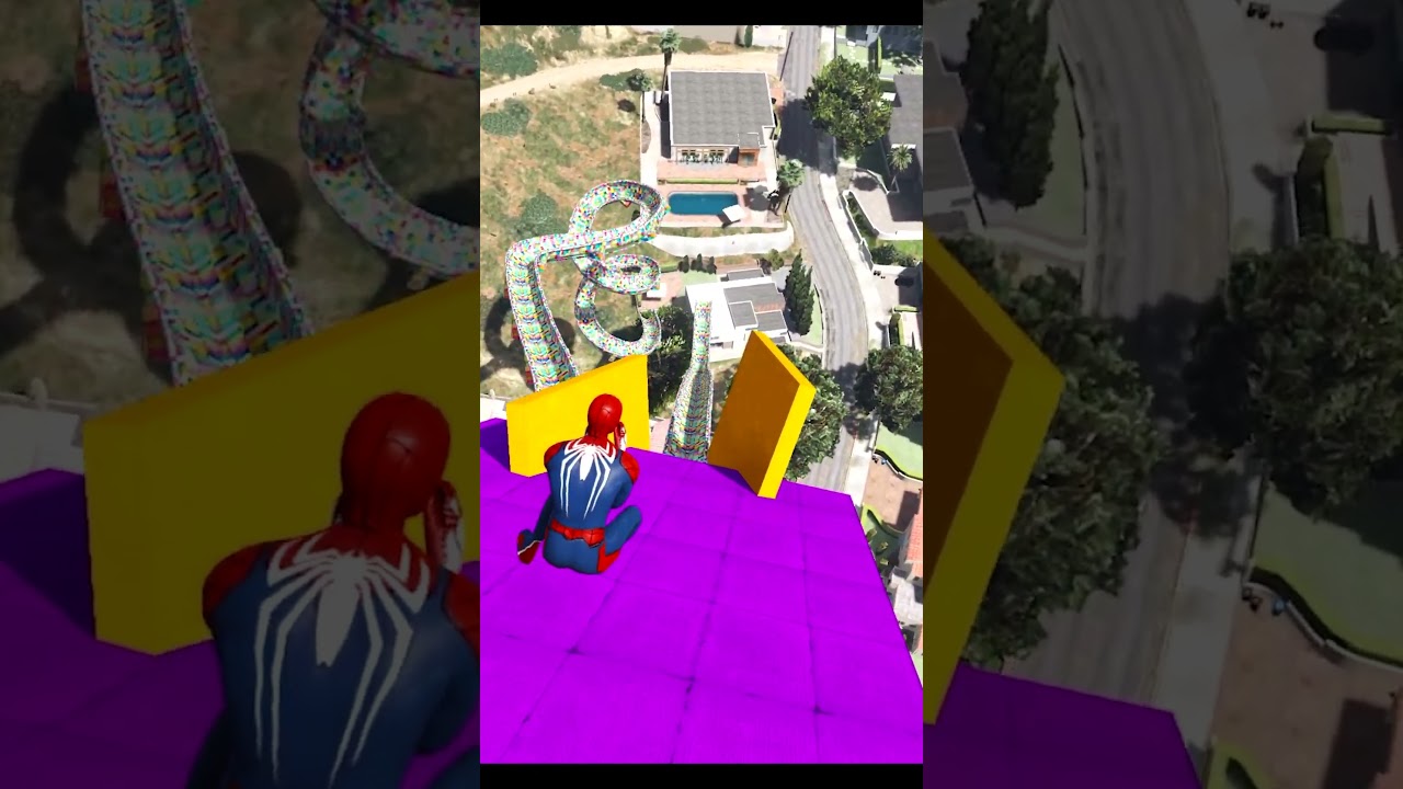 GTA 5 Spiderman vs Panda 🕷️🐼 | Hilarious Water Slide Ragdoll Challenge! 💦